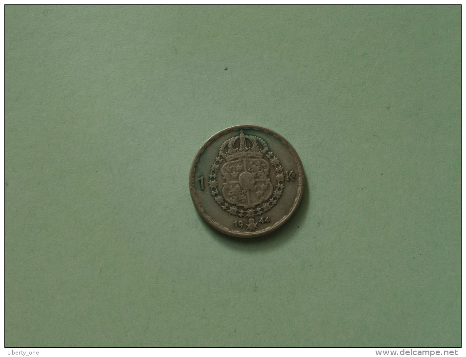 1944 G - 1 Krona / KM 814 ( Uncleaned Coin / For Grade, Please See Photo ) !! - Svezia