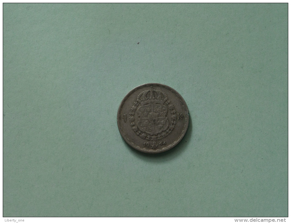 1944 G - 1 Krona / KM 814 ( Uncleaned Coin / For Grade, Please See Photo ) !! - Suède