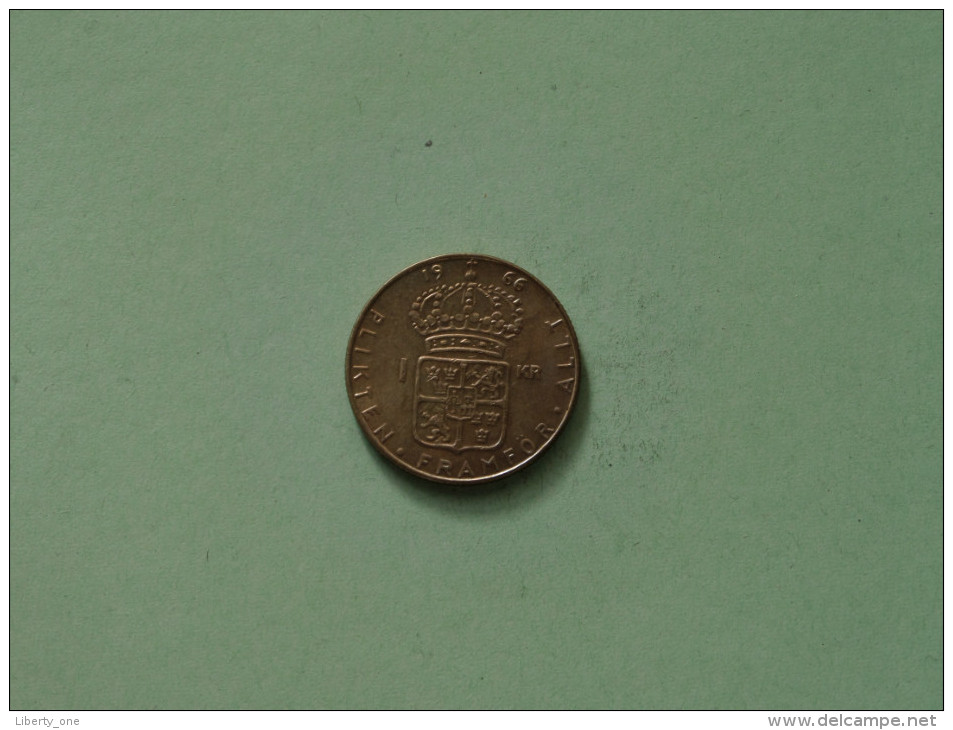 1966 U - 1 Krona / KM 826 ( Uncleaned Coin / For Grade, Please See Photo ) !! - Suède