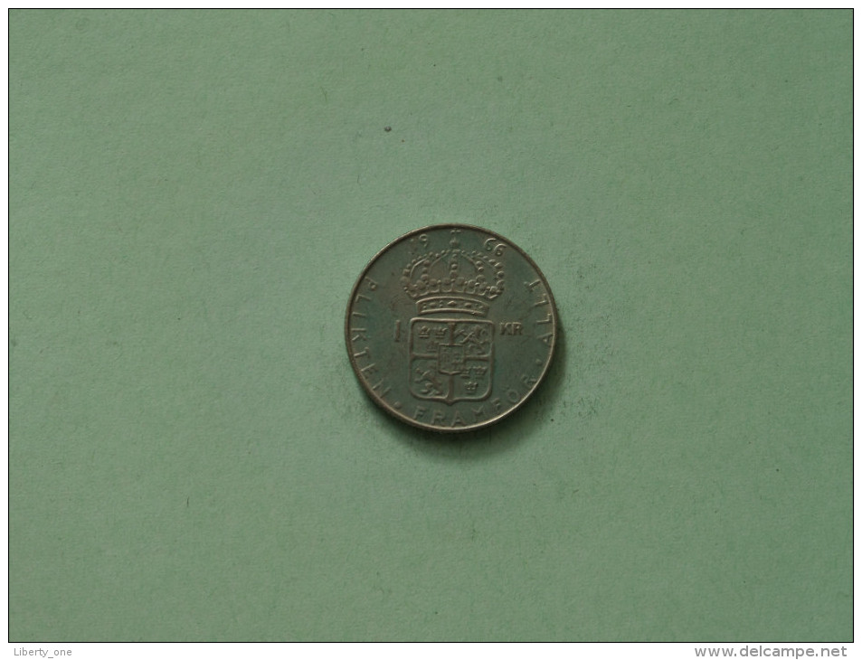 1966 U - 1 Krona / KM 826 ( Uncleaned Coin / For Grade, Please See Photo ) !! - Suède