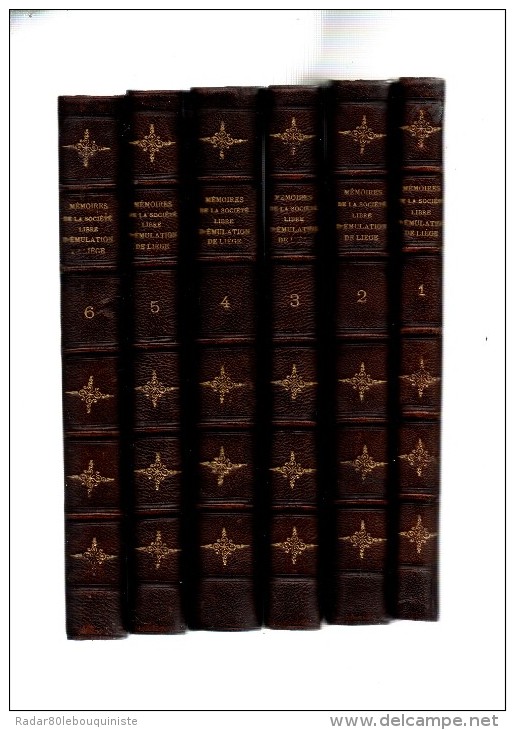 Mémoires De La Société Libre D'émulation De Liège.Procès-verbaux Des Séances Publiques.6 Volumes.in-8.1860-1881. - Belgique