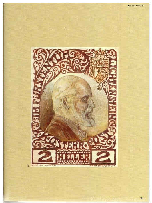 Österreich KOLOMAN MOSER Buch mit 8 Briefmarken, und illustrierten Entwürfen  TOP