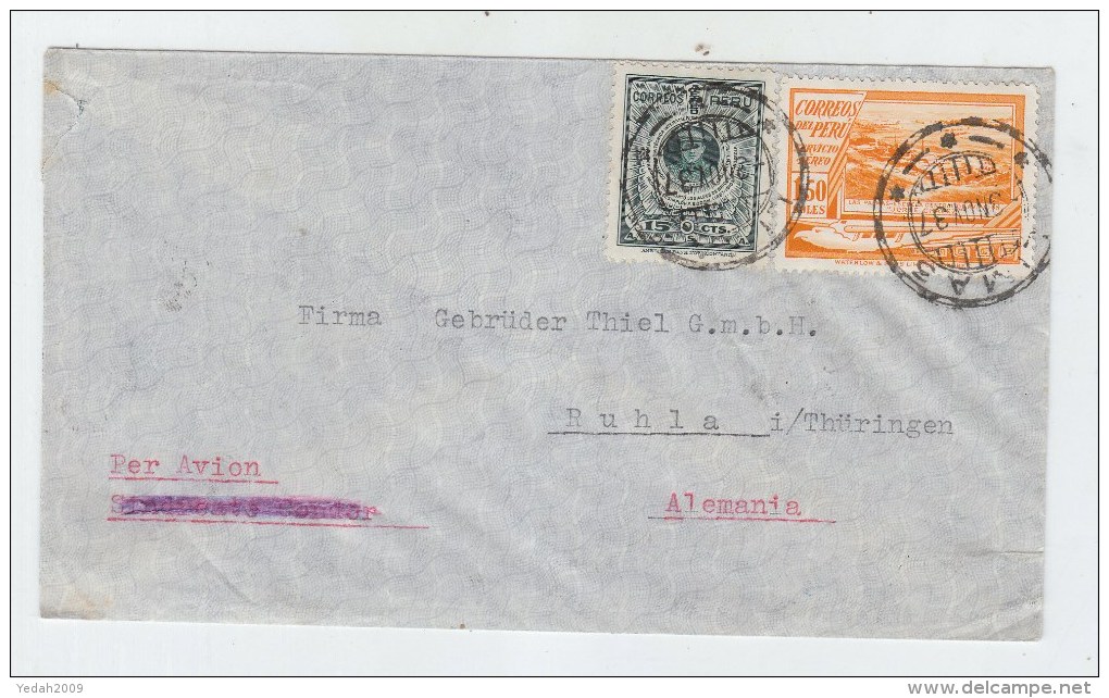 Peru/Germany AIRMAIL COVER 1937 - Peru