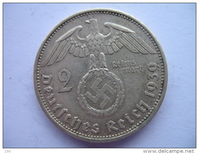 2 REICHSMARK SILVER 1939 A - 2 Reichsmark