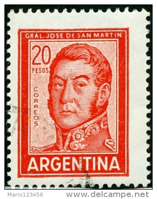 ARGENTINA, 1967, COMMEMORATIVO, GENERALE SAN MARTIN, FRANCOBOLLO USATO, Michel 957 - Oblitérés