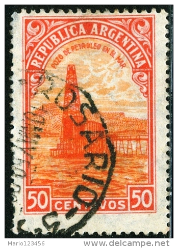 ARGENTINA, 1936, POZZO DI PETROLIO, FRANCOBOLLO USATO, Scott 444 - Oblitérés