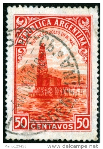 ARGENTINA, 1936, POZZO DI PETROLIO, FRANCOBOLLO USATO, Scott 444 - Oblitérés