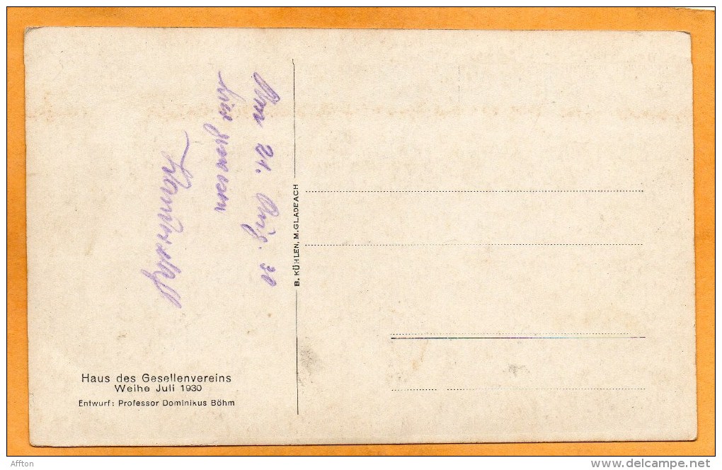 Haus Des Gesellenvereins Weihe Juli 1930 Monchengladbach Postcard - Moenchengladbach
