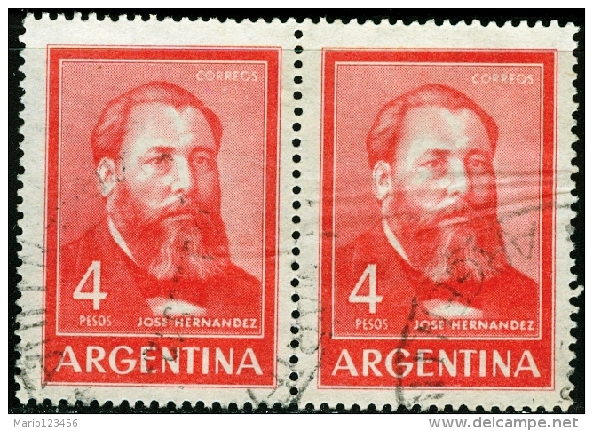 ARGENTINA, 1965, COMMEMORATIVO, JOSE HERNANDEZ, FRANCOBOLLO USATO, Michel 866I - Used Stamps