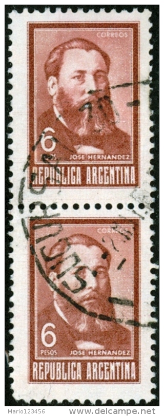 ARGENTINA, 1968, COMMEMORATIVO, JOSE HERNANDEZ, FRANCOBOLLO USATO, Michel 1010 - Used Stamps