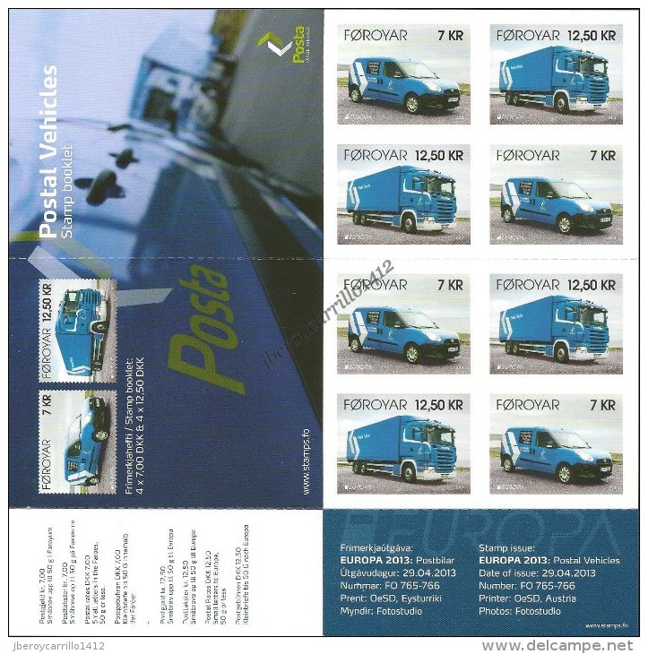 EUROPA 2013- TEMA ANUAL “LOS VEHICULOS POSTALES"- COLECCIÓN  DE LOS 20 CARNETS  OFICIALES  EMITIDOS