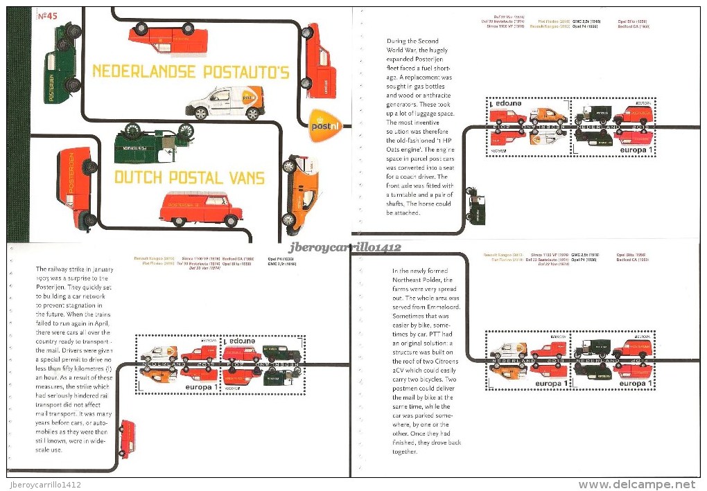 EUROPA 2013- TEMA ANUAL “LOS VEHICULOS POSTALES"- COLECCIÓN  DE LOS 20 CARNETS  OFICIALES  EMITIDOS