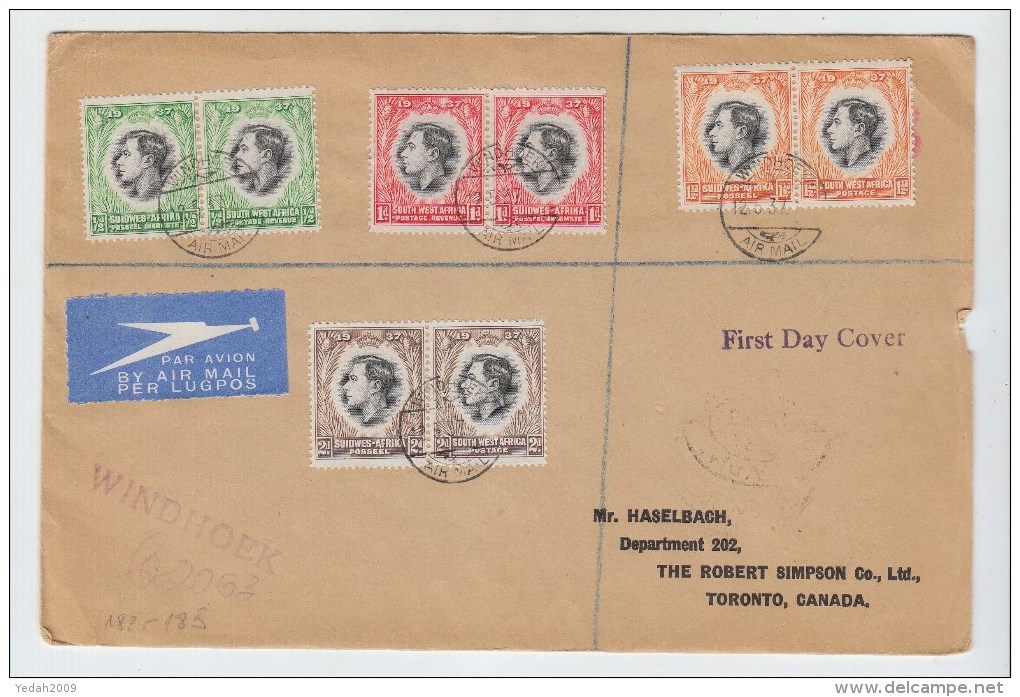 South West Africa/Canada FIRST DAY COVER 1937 - Africa (Other)