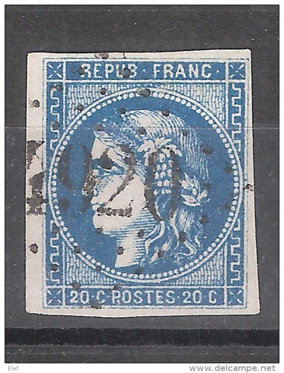 CERES De Bordeaux  Yvert N° 46, BLEU FONCE Obl GC 4920 Bureau Supplémentaire: ST SAINT YBARS, Ariège ,INDICE 18,TB, RARE - 1870 Emission De Bordeaux