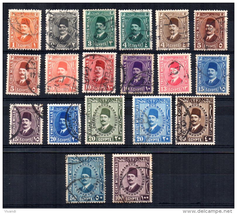Egypt - 1927 - King Faud I Definitives (Part Set) - Used - Used Stamps