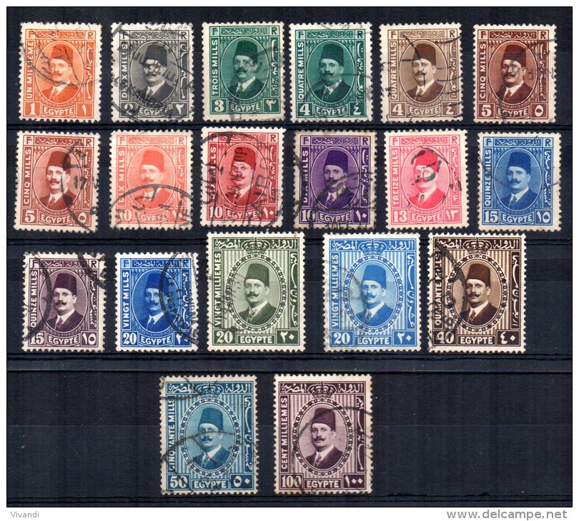 Egypt - 1927 - King Faud I Definitives (Part Set) - Used - Usados