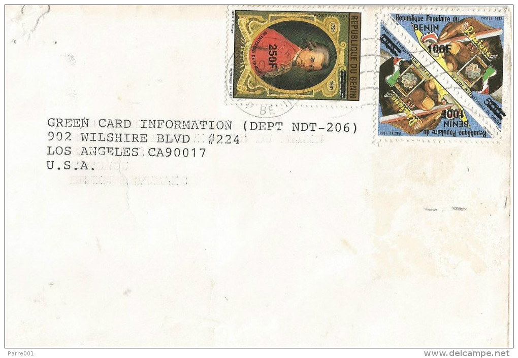 Benin 1995 Cotonou Stamp Collecting 100f Overprint On 500f Michel 889 Mozart 250f Overprint On 1000f Michel 891 Cover - Benin – Dahomey (1960-...)