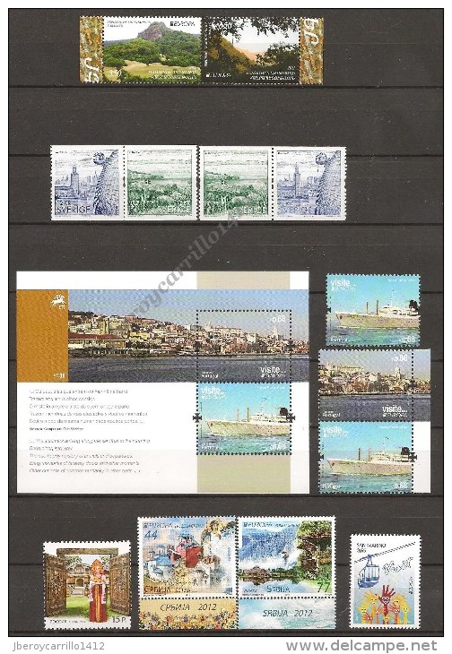 EUROPA 2012- “VISITAR ..." - COLECCIÓN  COMPLETÍSIMA  DE SELLOS + HOJITAS y HOJAS BLOQUE.-TEMÁTICA EMITIDA POR 65 PAÍSES