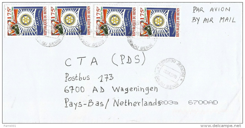 Benin 2010 Cotonou-Jericho Rotary 175f Michel 1368 Cover - Benin – Dahomey (1960-...)