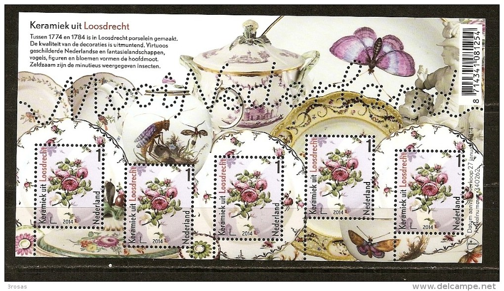 Pays-Bas Netherlands 2014 Feuille Mooi Nederland Loosdrecht  Poterie Avec Papillon Pottery With Butterfly MNH ** - Unused Stamps