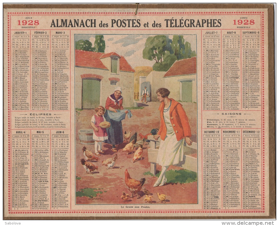 Calendrier 1928 - Tamaño Grande : 1921-40