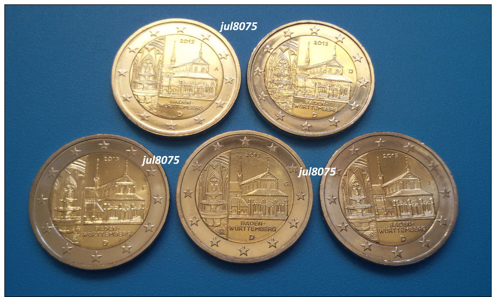 2 Euro Commemorative Allemagne 2013 Baden / Abbaye De Maulbronn, Les 5 Ateliers ADFGJ  PIECES NEUVES UNC - Germany