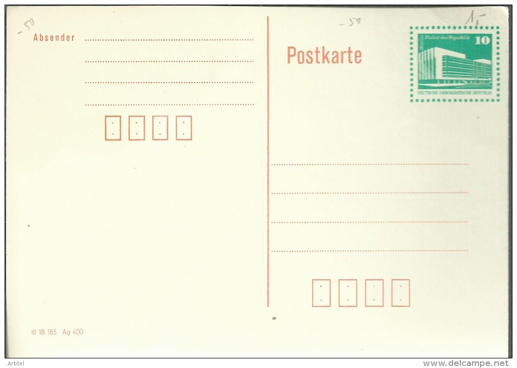 ALEMANIA DDR ENTERO POSTAL - Andere & Zonder Classificatie