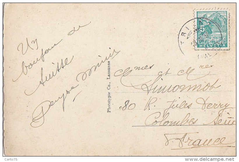 Suisse - Trient - Village - Cachet Postal 1937 - Trient