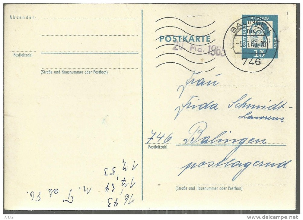 ALEMANIA BALINGEN ENTERO POSTAL LUTHER LUTERO RELIGION - Theologians