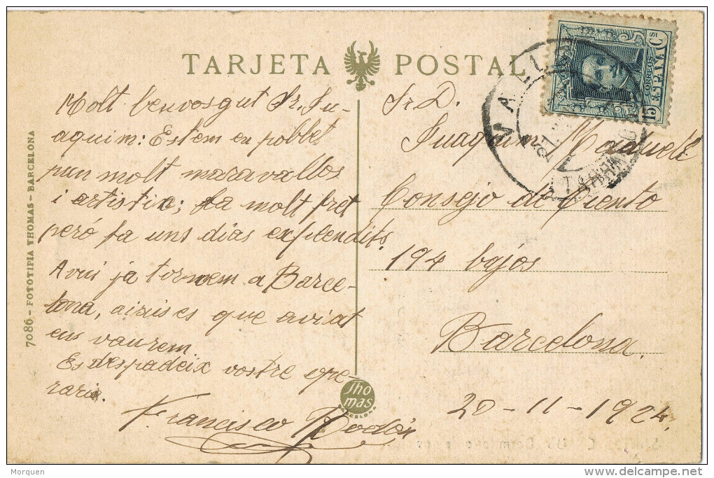 10797. Postal VALLS (Tarragona) 1924. Santes Creus, Dormitorio De Novicios - Cartas & Documentos