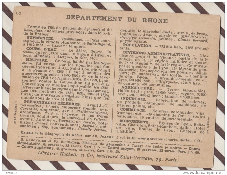 4AG1656 CHROMO HACHETTE Géographique + Vues Département RHONE LYON ST DIDIER - Géographie