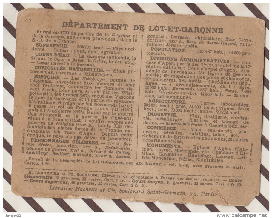 4AG1665 CHROMO HACHETTE Géographique + Vues Département LOT ET GARONNE MOIRAX AGEN NERAC - Géographie