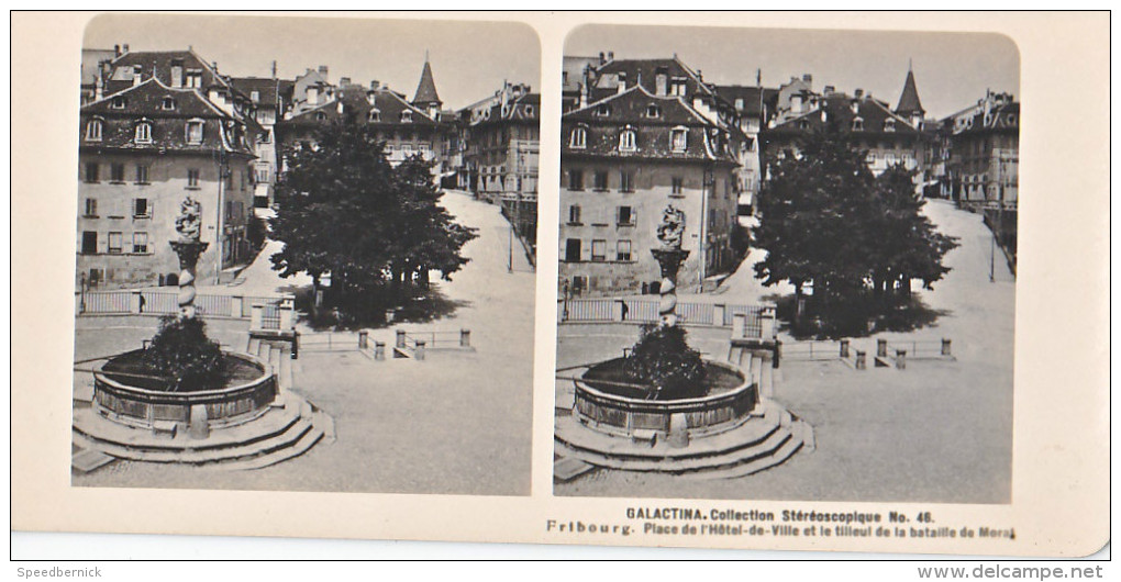 PS16 Photo Collection Stéréoscopique Galactina -N°46 Fribourg Hotel Ville Tilleul Morat -lait Alpes Suisses -NPG 1906 - Photos Stéréoscopiques