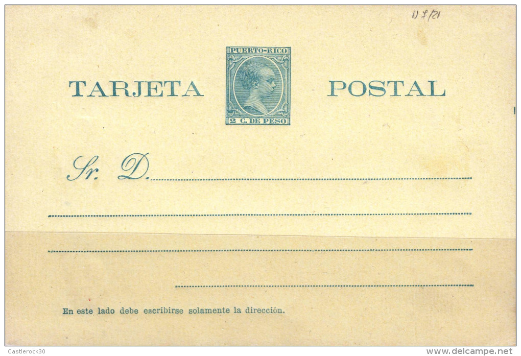 G)1898 PUERTO RICO, POSTAL STATIONARY 2 CT. DE PESO, UNUSED, XF - Porto Rico