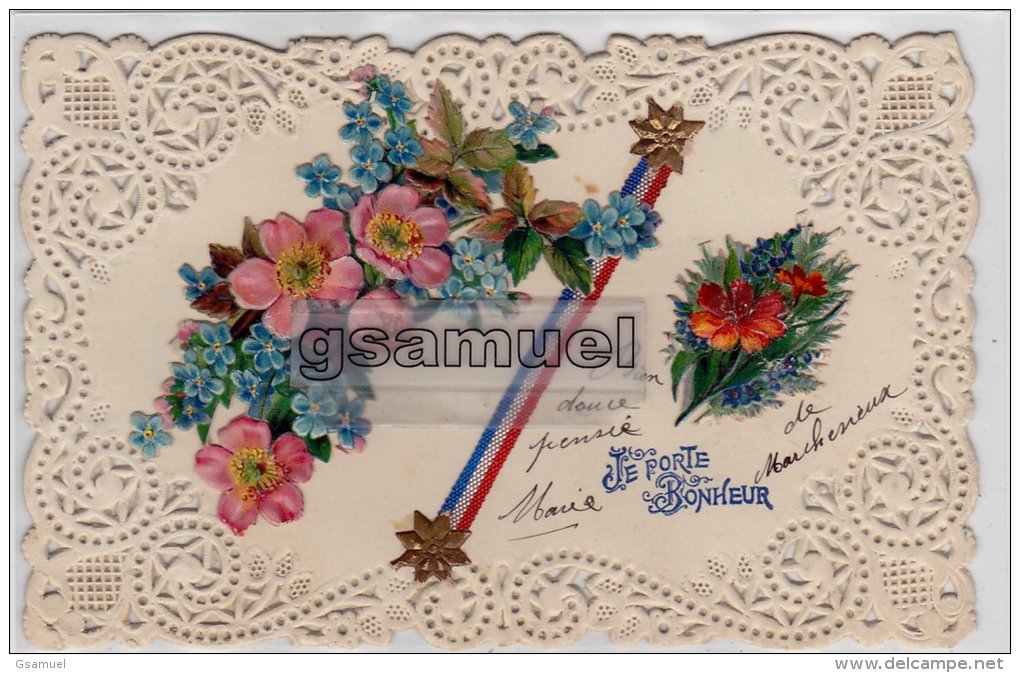 Carte Patriotique - Je Porte Bonheur (chromo Et Ruban Bleu Blanc Rouge - France). (voir Scan). - Altri & Non Classificati