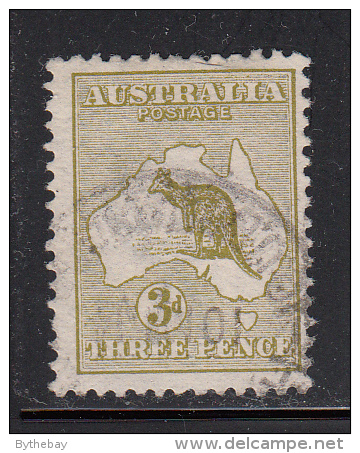 Australia Used Scott #5 3p Kangaroo And Map, Die I - Oblitérés