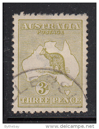 Australia Used Scott #47a 3p Kangaroo And Map, Die II - Usati