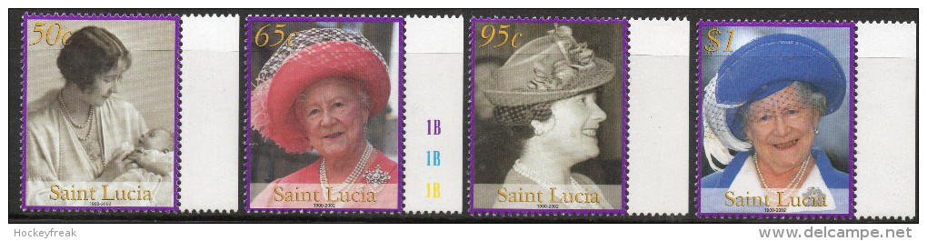 St Lucia 2002 - HM Queen Elizabeth The Queen Mother Commemoration SG1265-1268 MNH Cat £4.20 SG2015 - St.Lucie (1979-...)