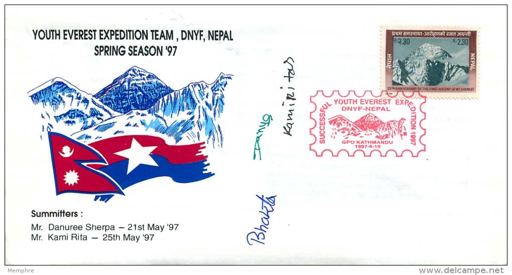 1997 Expédition Des Jeunes DNYF  Printemps 1997  Enveloppe Souvenir Signée Avec Contenu - Nepal