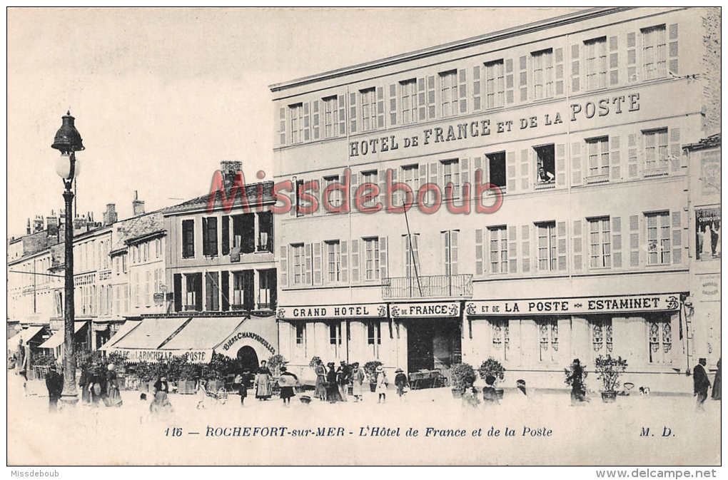 17 - ROCHEFORT Sur MER  - Hotel De France Et De La Poste  - ESTAMINET  - Dos Vierge TBE   - 2 Scans - Rochefort