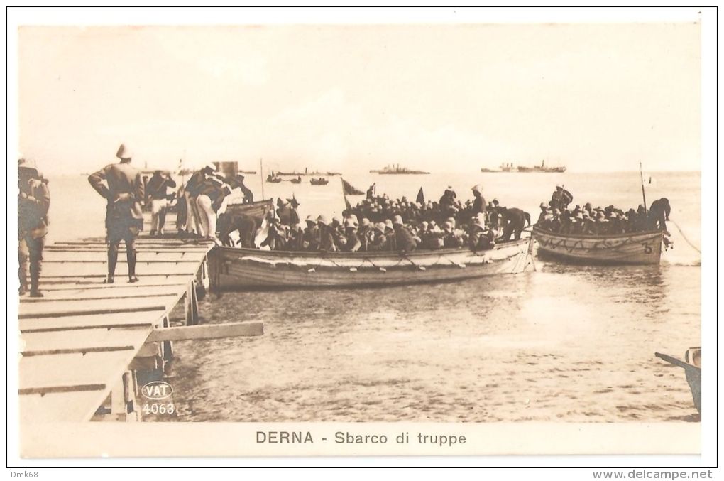 AFRICA - LIBIA - TROOPS LANDING IN DERNA - EDIT VAT - WAR ITALY - TURKEY - 1910s - Libia