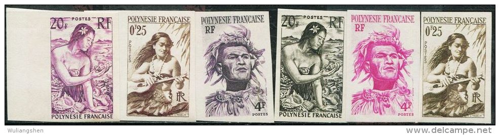 FN1158 Polynesia 1958 Tahitian Beauty Aboriginal Proof 6v MNH - Unused Stamps