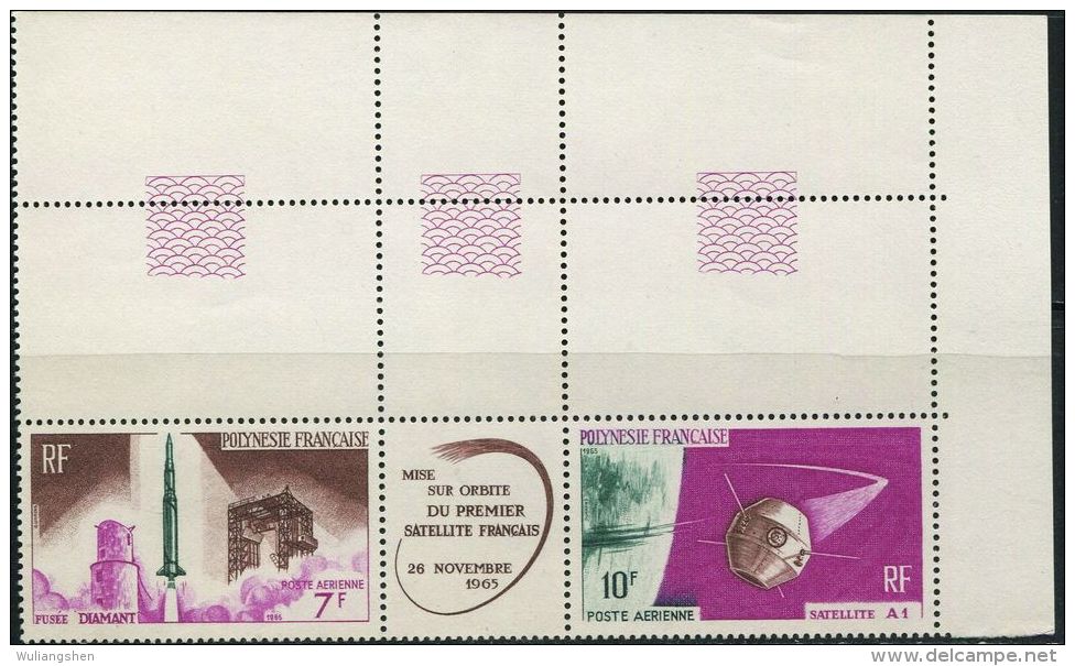 FN1207 Polynesia 1965 Satellite Launch And Satellite 2v MNH - Unused Stamps