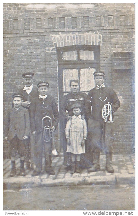 24043carte Photo -Photographe Chamussy 25 Rue Paris Courbevoie -Lahausse Mercier -fanfare Trombonne Trompette - Courbevoie