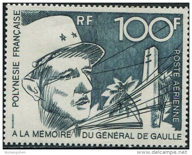 FN1212 Polynesia 1972 De Gaulle 1v MLH - Unused Stamps