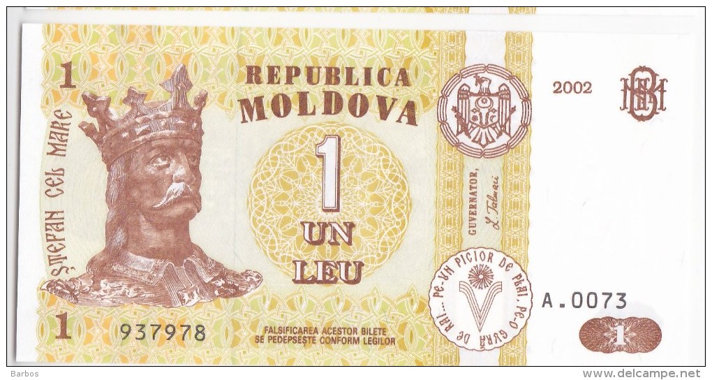 MOLDOVA  ; MOLDAVIE ; MOLDAU ; 1 Leu  ; 2002  ;  UNC - Moldavië