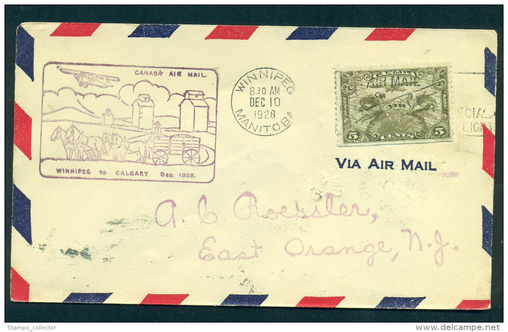 Canada. 1928.  Winnipeg/Calgary. Nice Cover. - First Flight Covers