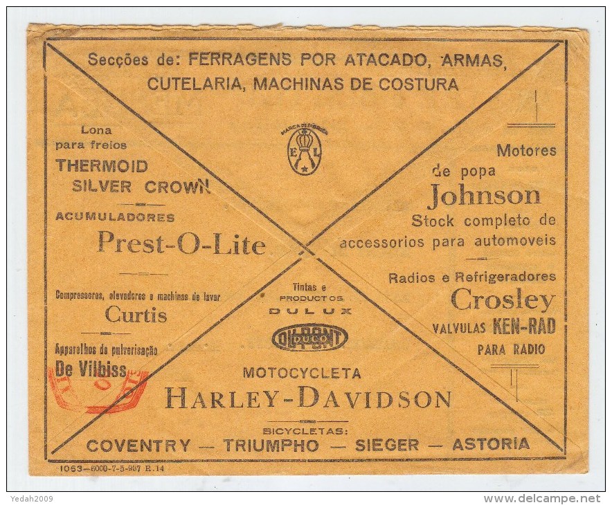 Brazil/USA HARLEY DAVIDSON ADVERTISING COVER 1937 - Covers & Documents