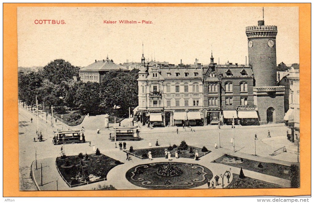 Cottbus Kaiser Wilhelm Platz Tram 1908 Postcard - Cottbus