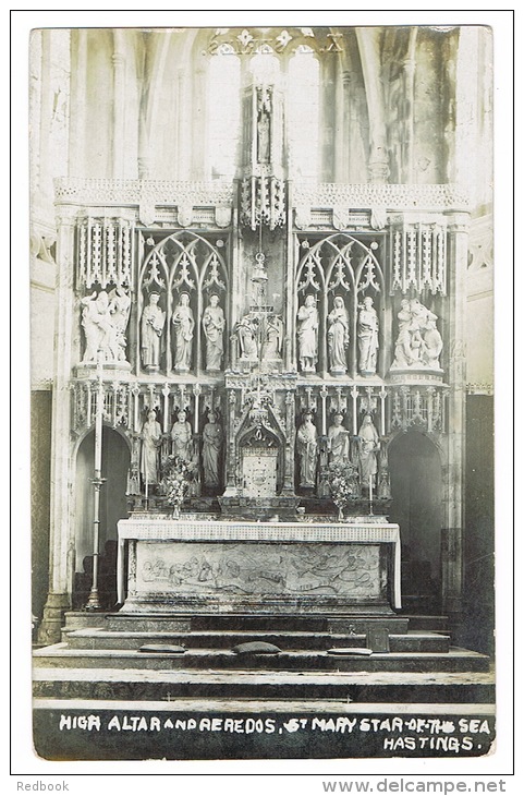 RB 994 - Early Real Photo Postcard -  High Altar &amp; Reredos - St Mary Star Of The Sea Church - Hastings Sussex - Hastings